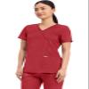 Cherokee Scrubs Top for Women Mock Wrap with 3 Pockets, Soft, 2-Way Stretch & Durable Fabric - WW610, L, Red view 2