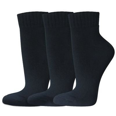 COUVER Unisex Black Running Tennis, and Casua Use Cushion Quarter Socks, Medium Size (3 Pack)