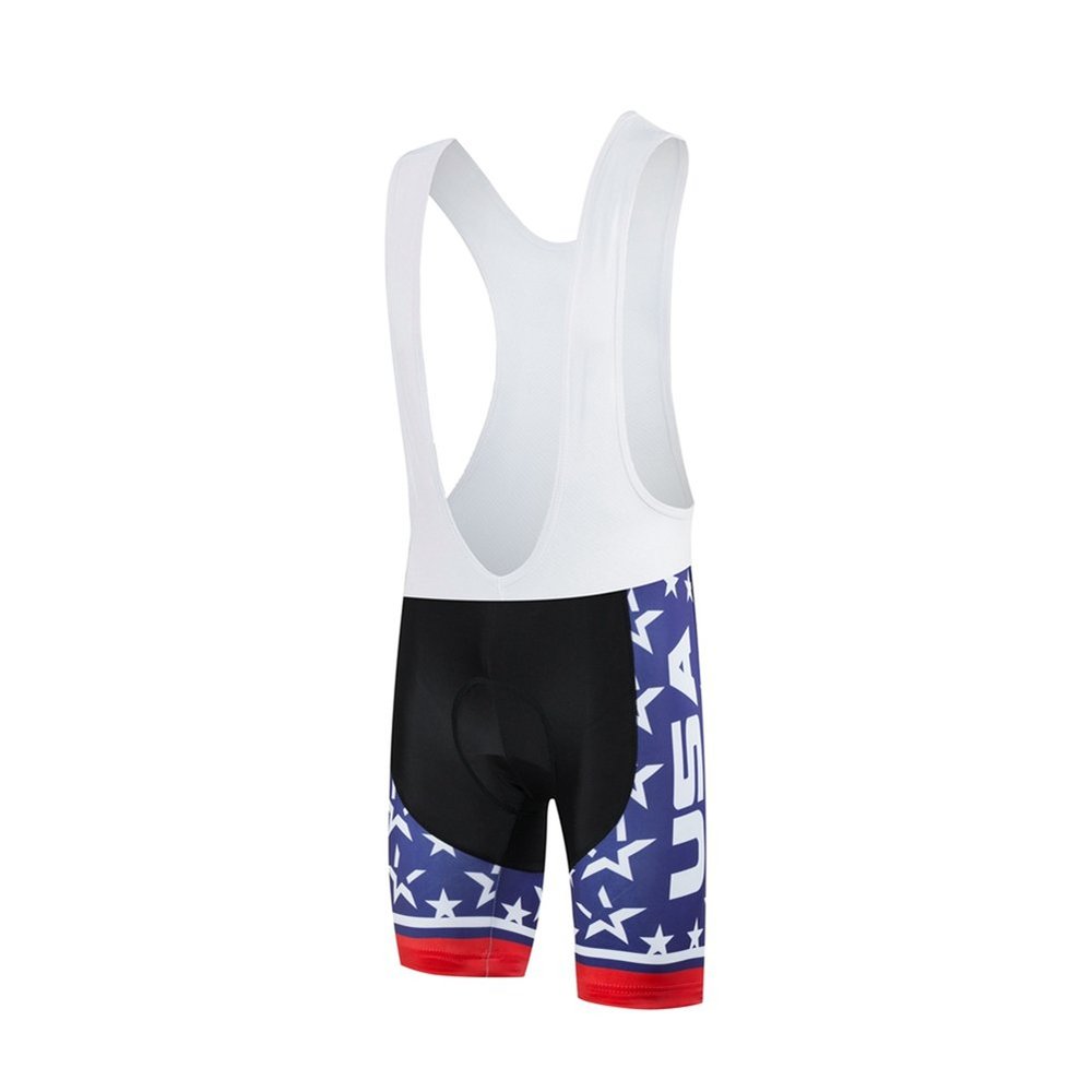 Xinzechen Men's Cycling 3D Padded Bib Shorts USA Flag Size S