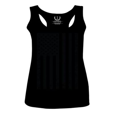 0022. Vintage American Flag United States of America Military us USA Women's Tank Top Racerback (Black, Small)