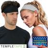 Temple Tape, Mens Headband - Guys Sports Headbands Moisture Wicking Workout Sweatbands for Running, CrossTrain, Skiing and Bike Helmet Friendly - Value Pack - 1-Black & 1-White Sweatbands view 3