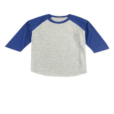 SPORT-TEK Youth Colorblock Raglan Jersey | 3/4 Sleeve Sporty T-Shirt for Boys & Girls, Relaxed Fit Cotton Tee for Kids Heather Grey/Royal