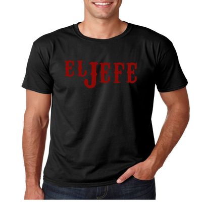 Crazy Bros Tees El Jefe - The Boss in Spanish Funny Mexican Latino Gangsta Humor Chicano Fathers Day Men's T-Shirt (Small, Black)