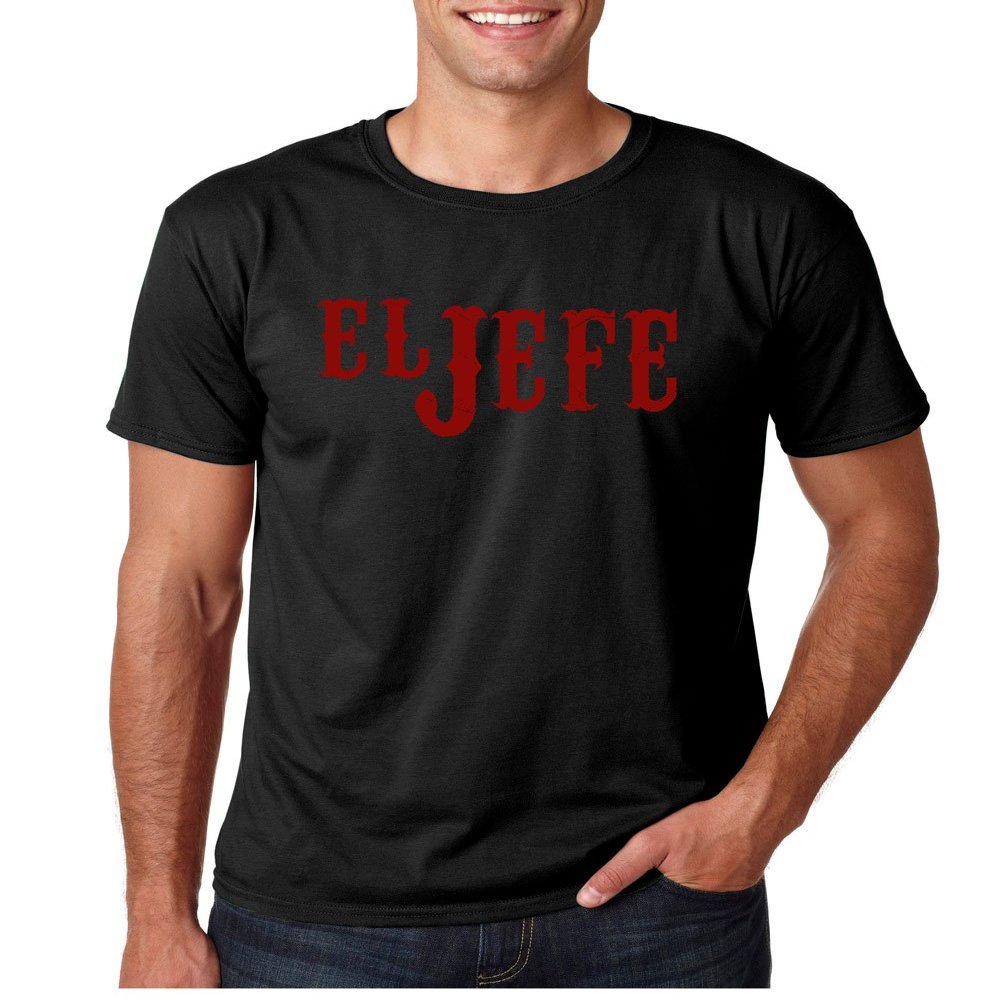 Crazy Bros Tees El Jefe - The Boss in Spanish Funny Mexican Latino Gangsta Humor Chicano Fathers Day Men's T-Shirt (Small, Black)