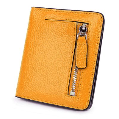 AINIMOER Small Leather Wallet for Women, Ladies Credit Card Holder RFID Blocking Women's Mini Bifold Pocket Purse, Yellow