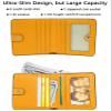 AINIMOER Small Leather Wallet for Women, Ladies Credit Card Holder RFID Blocking Women's Mini Bifold Pocket Purse, Yellow view 2