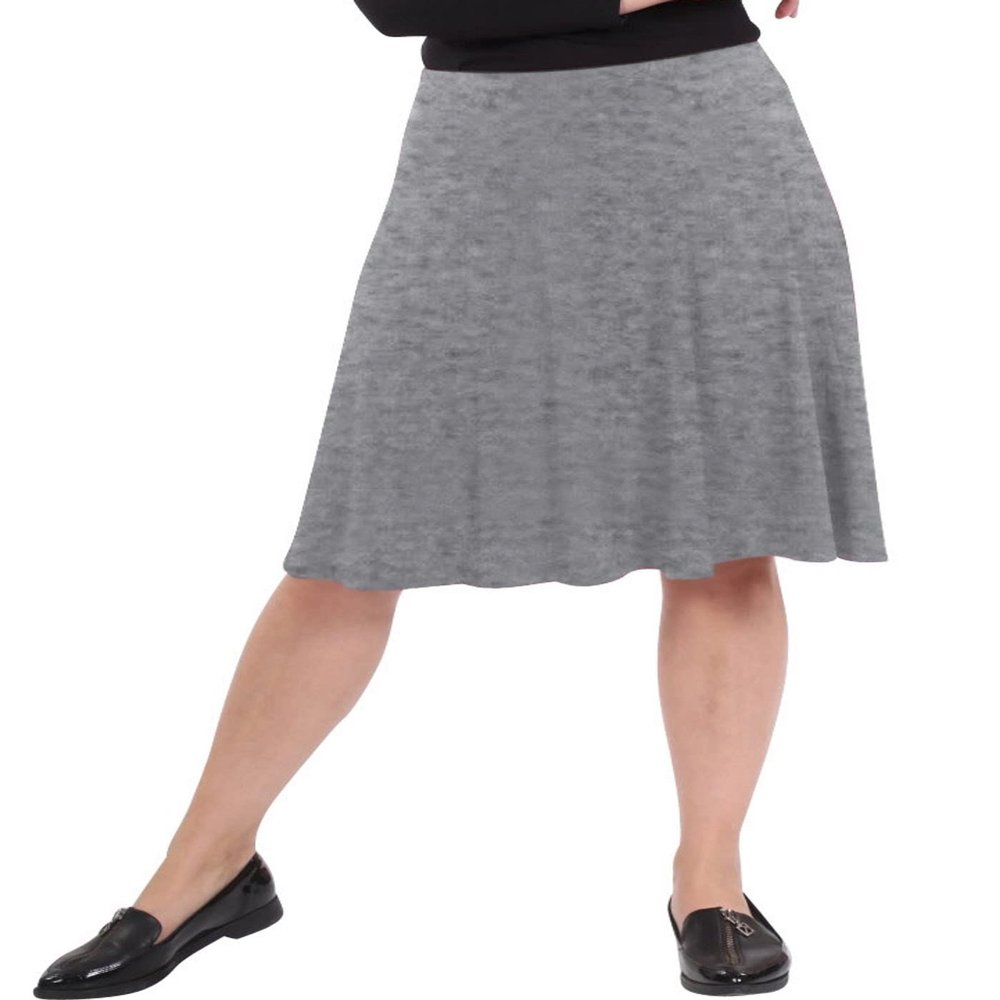 Kosher Casual Women's Mid-Knee Length Full A-Line Skater Skirt Medium Charcoal Grey