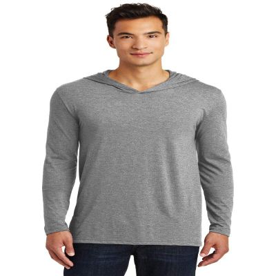 District Made Mens Perfect Tri Long Sleeve Hoodie. DM139 Grey Frost 3XL
