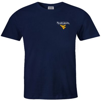 NCAA West Virginia Mountaineers Adult NCAA Sketchbook Comfort Color Short sleeve T-Shirt, Small,Denim