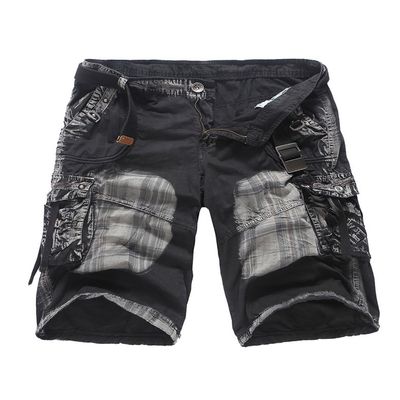 Bestgift Men's Cotton Casual Pockets Cargo Shorts (Without Belt) Black XXXL