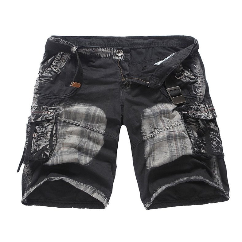 Bestgift Men's Cotton Casual Pockets Cargo Shorts (Without Belt) Black XXXL