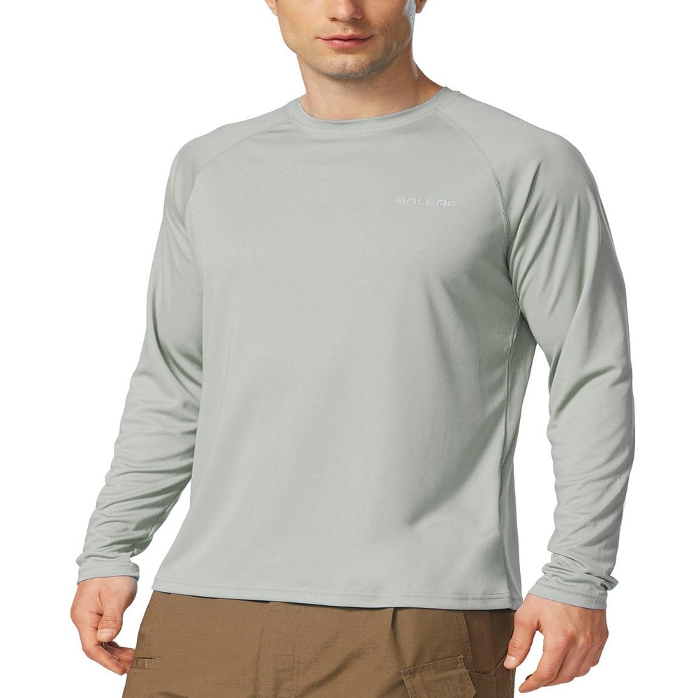 baleaf Men's UPF 50+ Sun Protection Shirts Long Sleeve 01-Gray 3XL