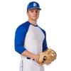 Champro Complete Game 3/4 Sleeve Polyester Baseball Shirt, Youth Small, White, Royal Sleeve view 2