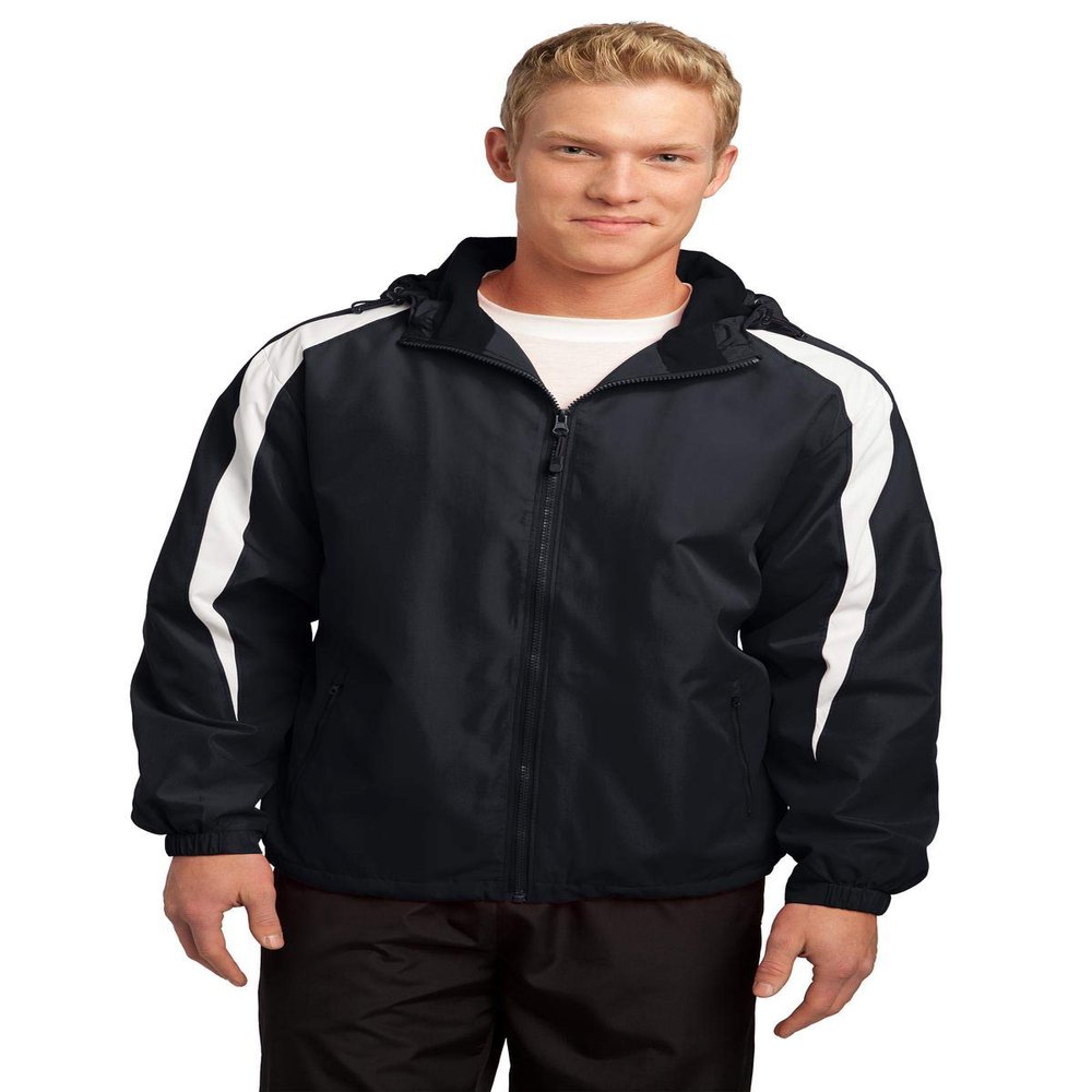 SPORT-TEK Unisex Fleece-Lined Colorblock Jacket | Warm Windbreaker Jacket for Men & Women, Water Resistant Zip Up Hoodie