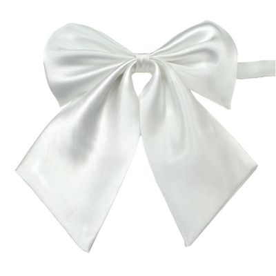 AKOAK Adjustable Pre-tied Bow Tie Solid Color Bowties for Women ties,White