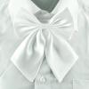AKOAK Adjustable Pre-tied Bow Tie Solid Color Bowties for Women ties,White view 4