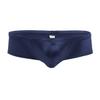 FEESHOW Men's Shiny Low Rise Bikini Briefs Bulge Pouch Cheeky Underwear Swimwear Dark Navy Large (waistline:28.0-38.5") view 1