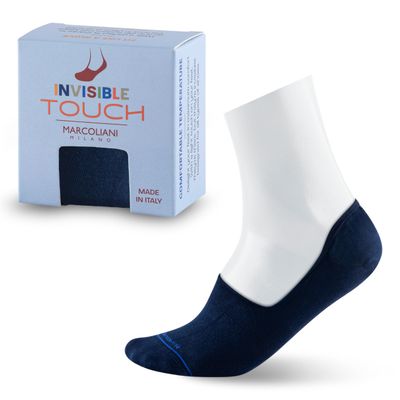Marcoliani Milano No Show Socks Men - Solid Color Invisible Touch [Born in Italy & Premium Quality] Inspired by Italian Style | Essence of Cotton - Color Navy
