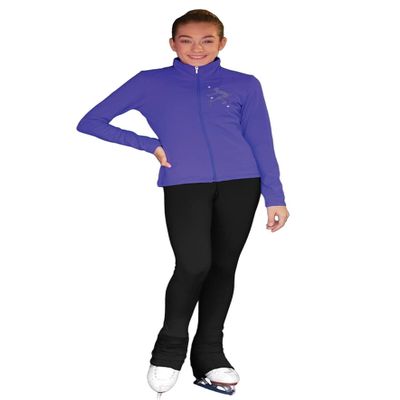 ChloeNoel JT811 Solid Fleece Fitted Elite Figure Skating Jacket w/Mini Sit Spin Crystals Combination(Purple,Size CL)