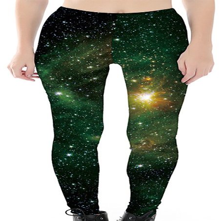 Sister Amy Women's Digital Galaxy Printted Ankle Elastic Tights Legging Green Galaxy US XL