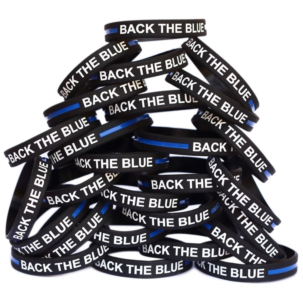 90 Adult and 10 Youth Back The Blue Thin Blue Line Wristbands