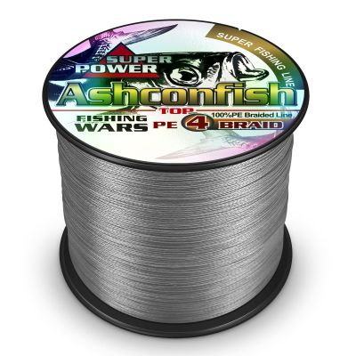 Ashconfish Braided Fishing Line- 4 Strands Super Strong PE Fishing Wire Heavy Tensile for Saltwater & Freshwater Fishing -Abrasion Resistant - Zero Stretch- 1000M/1093Yards 60LB Gray