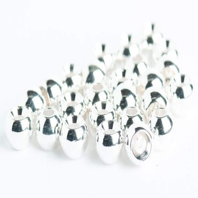Blue Wing Olive BWO Brass Beads for Fly Tying - 100 Pack (Silver, 3.8 mm (5/32"))