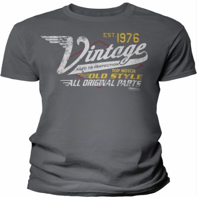 50th Birthday Gift Shirt for Men - Vintage 1976 Aged to Perfection - Racing - Charcoal-XL