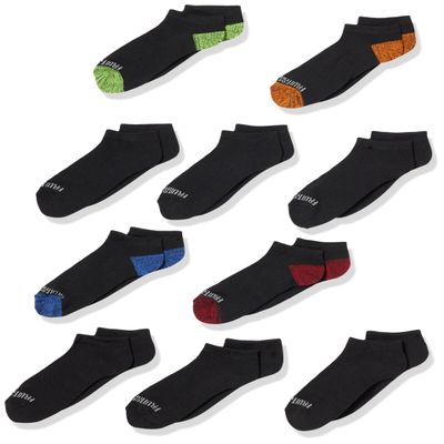 Fruit of the Loom Boy's Big Half Cushion Socks, Black assort, 3-9