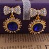 Grace Jun Fashion Bridal Austria Crystal Gold Plated Bowknot Shpae Clip on Earrings Without Piercing (blue) view 2