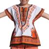RaanPahMuang Childs African Dashiki Festival Bright Cotton Open Collar Shirt, Small, White with Orange view 1