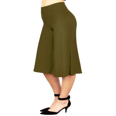 Made By Johnny MBJ WB876 Womens Knit Culottes Pants XXXXL Olive