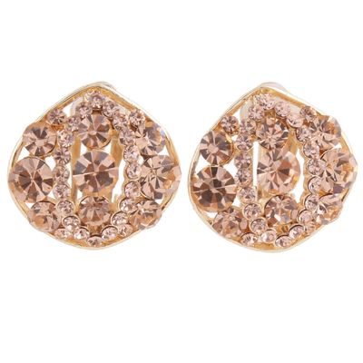 Grace Jun Bridal Multicolor Rhinestone Crystal Gold Plated Clip On Earrings Without Piercing 8 Colors Choose (177champagne)