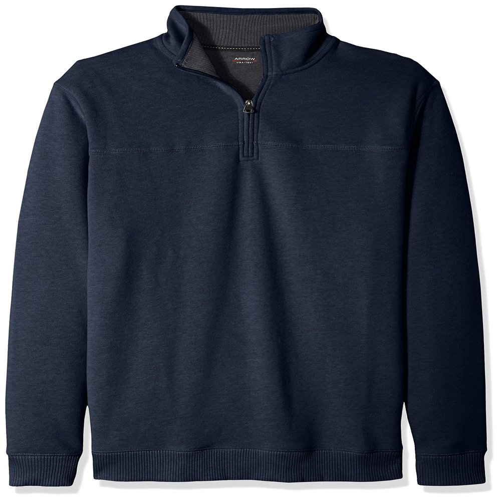 Arrow 1851 Men's Tall Saranac Long Sleeve 1/4 Zip Sueded Fleece Pullover, total eclipse heather, 4X-Large Big