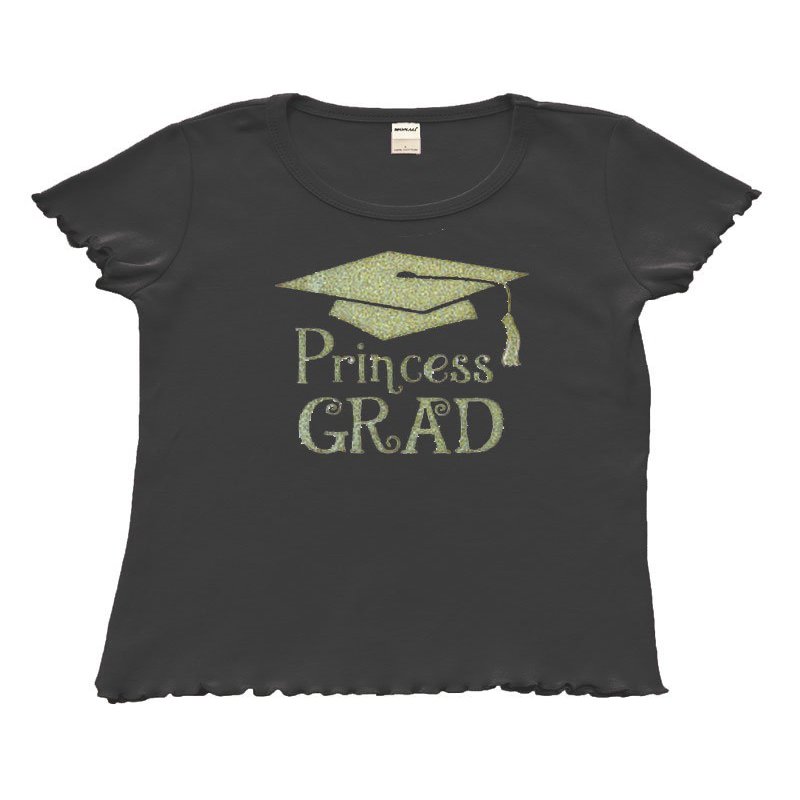 PandoraTees Toddler Short Sleeve Girly Lettuce T-Shirt -Princess Grad, Black, 4y