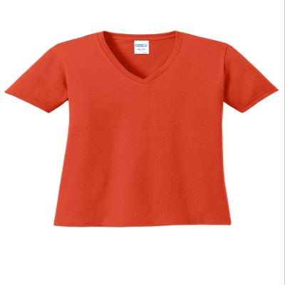 PORT AND COMPANY 54oz 100% Cotton V-Neck Tshirt (LPC54V) Orange, 2XL