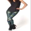 Sister Amy Women's Digital Skull Printted Ankle Elastic Tights Legging Dark Green Peacock US M view 2