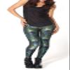 Sister Amy Women's Digital Skull Printted Ankle Elastic Tights Legging Dark Green Peacock US M view 3