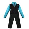 Luca Gabriel Toddler Boys' 4 Piece Pinstripe Vest Shirt Tie Pant and Hanky Set Turquoise - 5 view 1