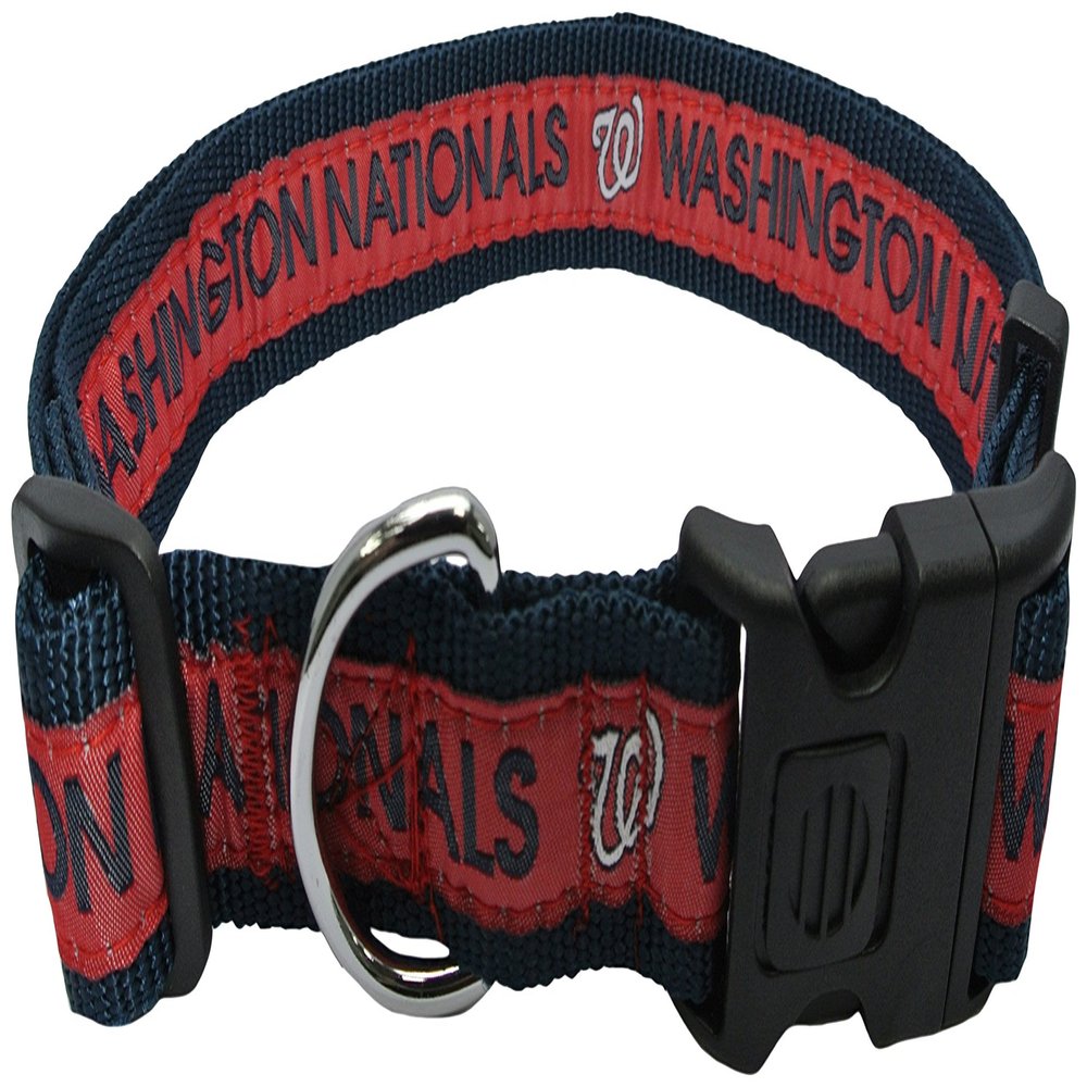 MLB Washington Nationals Licensed PET COLLAR- Heavy-Duty, Strong, and Durable Dog Collar. Available in 29 Baseball Teams and 4 Sizes