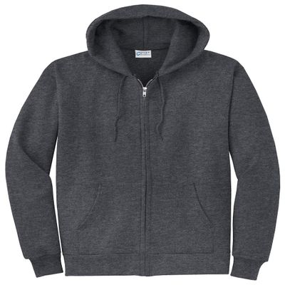Port & Company Core Fleece Full-Zip Hooded Sweatshirt Dark Heather Grey