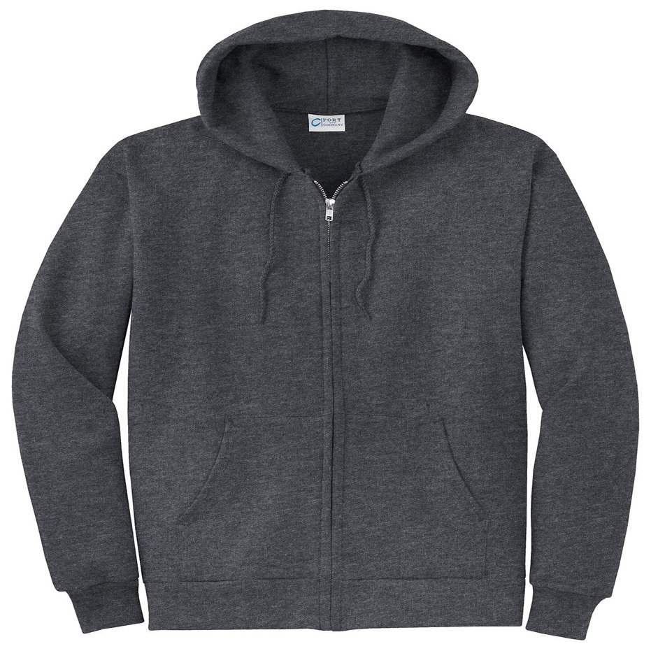Port & Company Core Fleece Full-Zip Hooded Sweatshirt Dark Heather Grey