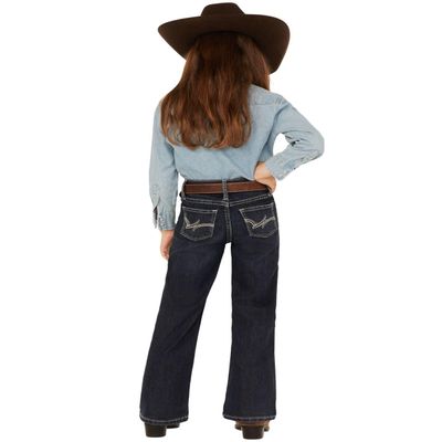 Wrangler Girls' Stretch Boot Cut Jean, Dark Blue, 10 Slim