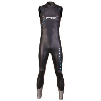 UTTER Galaxy Man Sleeveless John 5mm Smooth Skin High Performance High Speed Triathlon Surfing Swimming Wetsuit with Yamamoto SCS Neoprene, Black ML