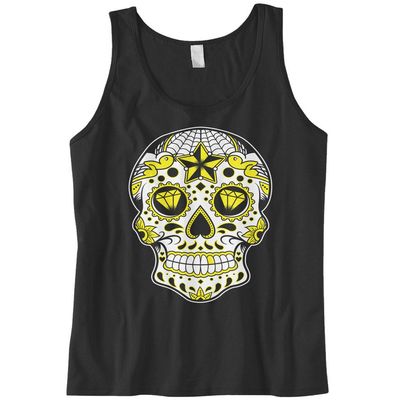 Cybertela Men's Dia De Los Muertos Sugar Skull Tank Top (Black, Small)