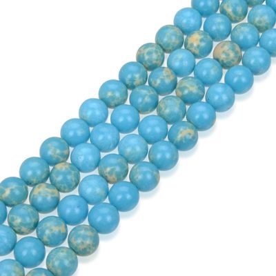 1 Strand Adabele Natural Turquoise Blue Impression Aqua Terra Jasper 10mm Round Loose Beads Sea Sediment Gemstone Spacer for Craft Jewelry Making (35-37pcs) GX4-10