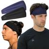 Temple Tape, Mens Headband - Guys Sports Headbands Moisture Wicking Workout Sweatbands for Running, Cross-Train, Skiing and Bike Helmet Friendly - Value Pack - 1-Black & 1-Navy Sweatband view 1