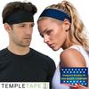 Temple Tape, Mens Headband - Guys Sports Headbands Moisture Wicking Workout Sweatbands for Running, Cross-Train, Skiing and Bike Helmet Friendly - Value Pack - 1-Black & 1-Navy Sweatband view 3