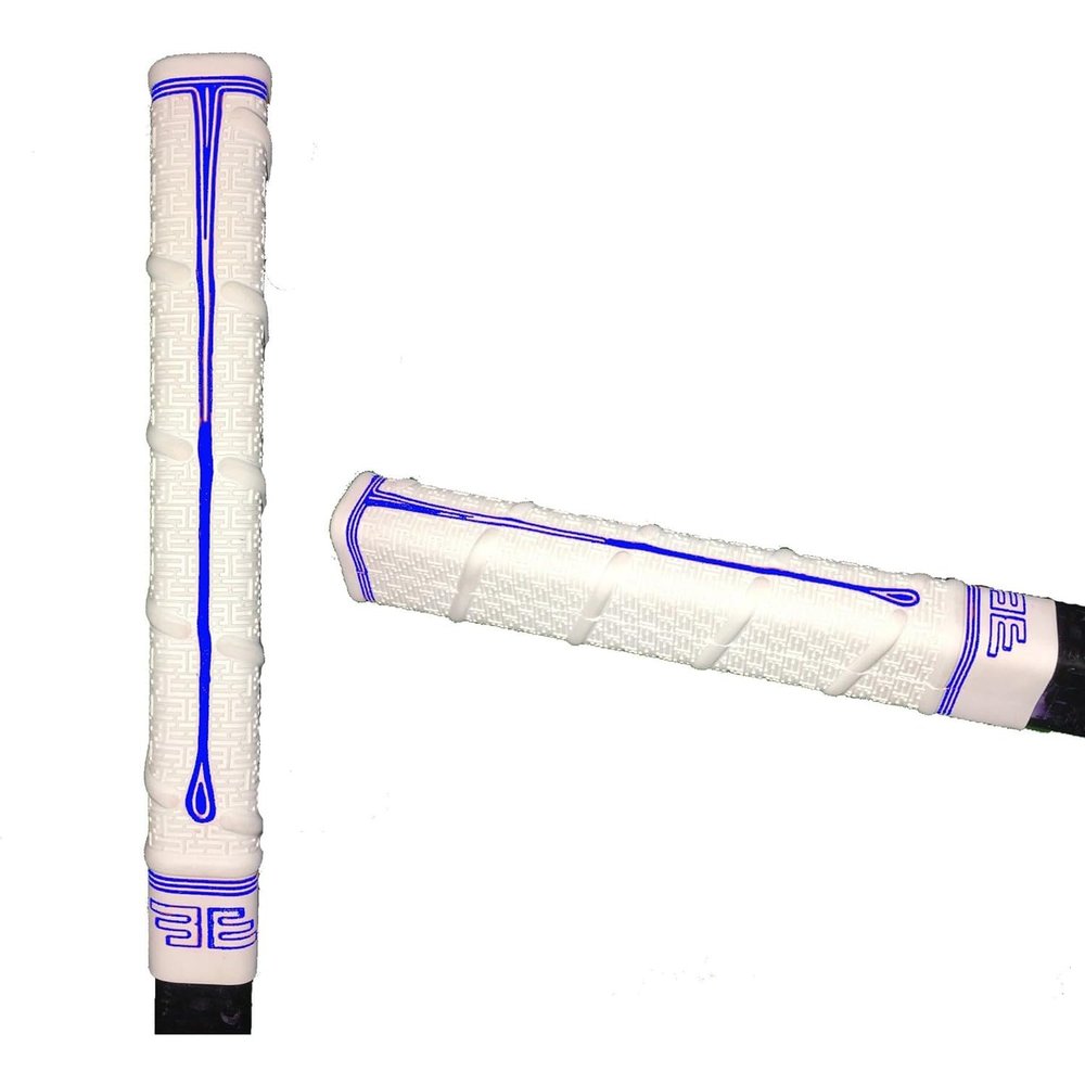 Buttendz TWIRL88 Hockey Stick Replacement Grip - Thin Knob Player Grip for Peak Control, Fits All Stick Sizes - Reusable Rubber Replacement Hockey Grip (White, Blue Drip)
