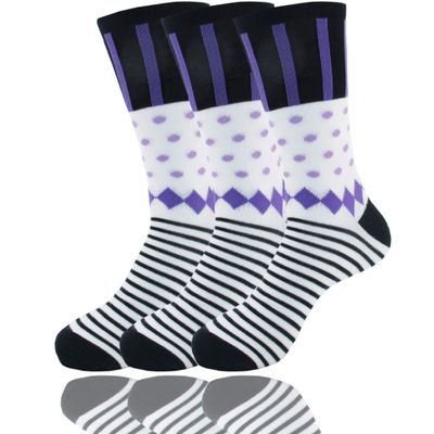 BambooMN Women's Polka Dot Stripe Socks - Black - 3 Pairs - Size 4-10